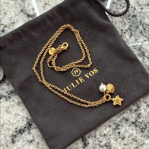 Julie Vos Gold Shell, Starfish & Pearl Pendant Necklace